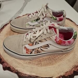 Vans White Floral Sneakers